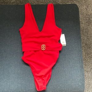 Tory Burch One Piece Miller Plunge Swimsuit